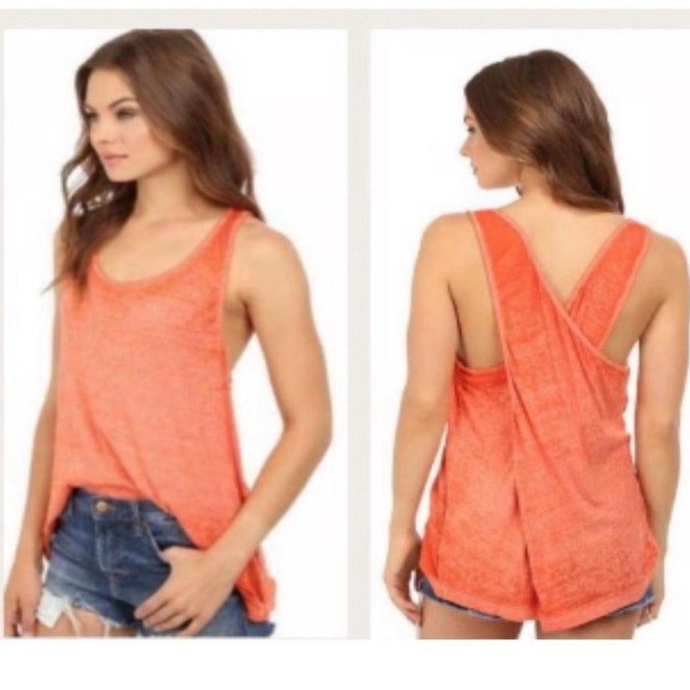We The Free Open Back Tank Top – Coral Orange | Size S | Good Condition